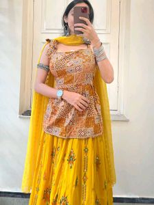 Yellow Embroidered Lehenga Choli