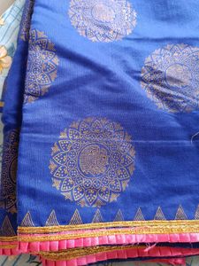 Beautiful Golden Patched Blue Banarasi Saree