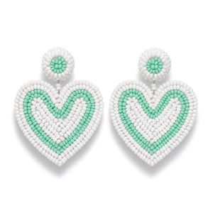 Beaded Heart Drop Earrings💚
