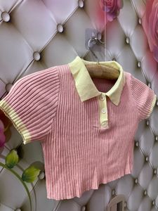 Pink Polo Crop Top