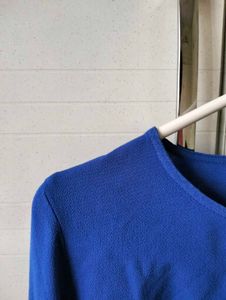 Blue Ruffle Sleeve Top