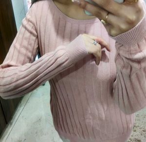Winter Light Pink Sweater Top