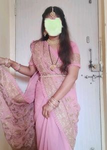 Pink Embroidered Saree