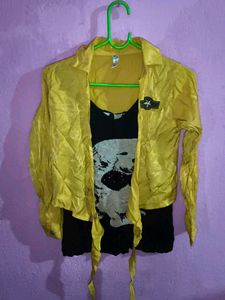 Black Bow Top With Yellow Shirt 💛🎀