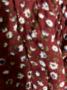 Beautiful Flower Print Maroon Top