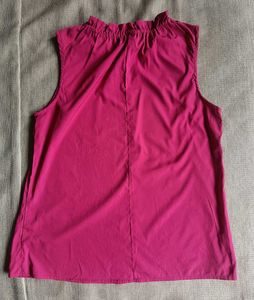 Magenta Ruffle Neck Top