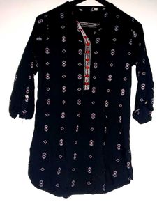 Black Printed Tunic Top
