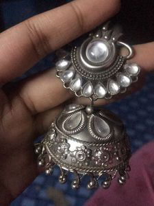 Oxidized Silver Jhumka Earrings