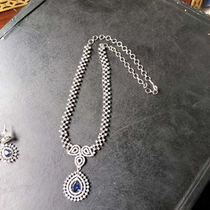 Elegant Blue Stone AD Necklace &amp; Earring Set