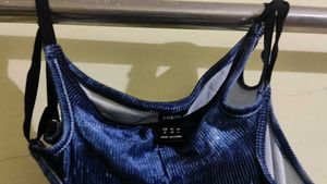Shain Blue Tie-Dye Ribbed Flared Pants