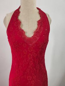 Red Halter Maxi Dress