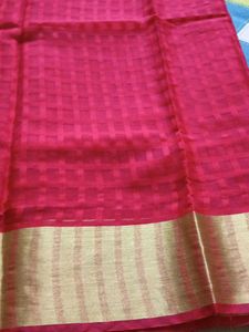 Red Cotton silk saree.