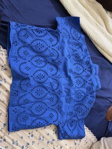 Blue Embroidered Top