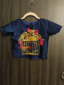 Navy Blue Silk Blouse