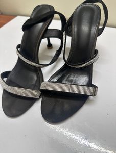 Black rhinestone heels