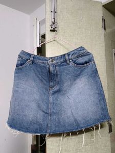 Distressed Denim Mini Skirt