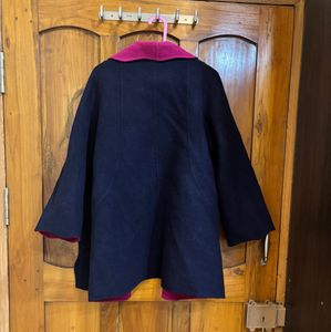 Blue-pink Open Front Overcoat