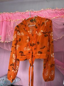 Orange Floral Crop Top