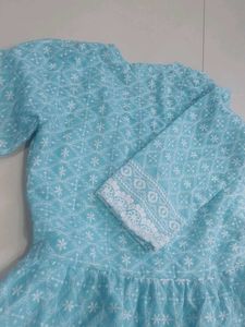 Charming Blue Embroidered Dress