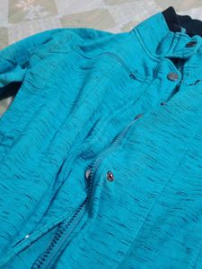 Cyan Blue Jacket For Women