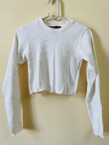 White Long Sleeve Crop Top