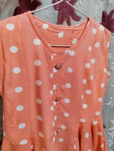 Fun Peach Polka Dot Sleeveless Top