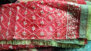 Red Embroidered Dupatta