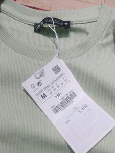 Zara Green Bodysuit With Ruffle Sleeves