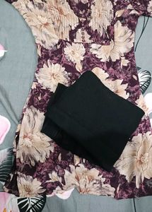 Floral Print Short Kurti with Jeans
