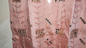Women&#39;s Pink Ethnic Motif Embroidered Chiffon Suit