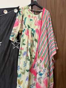 Elegant Floral Print Anarkali Kurta Set