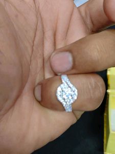 Pure Silver Diamond Cluster Engagement Ring