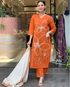 Orange Women Kurta Set