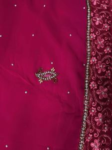 Embroidered Saree With Stitched Blouse