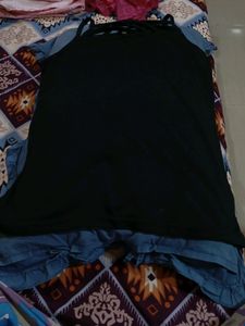 Trendy Korean Stylish Black Cross Bralete Sexy Top