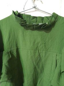 Olive Green Ruffle Sleeve Top