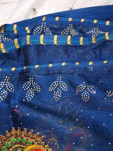 Beautiful Blue Embroidered Saree