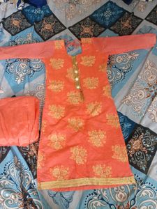 Peach Floral Kurti Set (Offer Price Already)