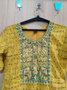 Yellow Embroidered Kurta