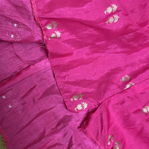 pink silk skirt with foil print