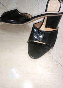 Black Heeled Mules - Size [Your Siz