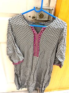 Beautiful GREY Black Magenta Colour Kurta