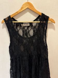 Beautiful Black Lace high low Top