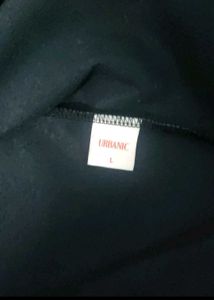 High Waist Knee Ribbed Black Wide Leg Denim