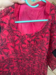 Lucknowi Kurta Set With Cotton Attached Inner