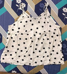 Cute White Top With Polka Dots