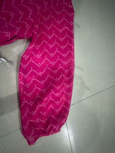 Pink Print Dress with Belt