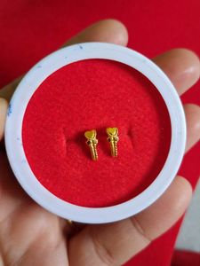 Gold Heart Stud Earrings
