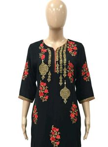 Stunning Black &amp; Gold Embroidered Ethnic Dress