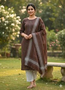 Elegant Brown Kurta Set totally new